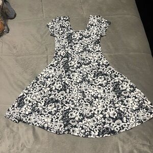 Floral Black and White Dress